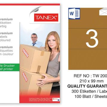 Tanex TW-2003 210x99 mm 100'lü Kraft Etiket