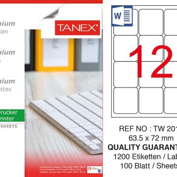 Tanex TW-2012 63.5x72 mm 100'lü Sökülebilir Etiket