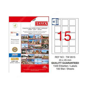 Tanex TW-2015 45x45mm Lazer Etiket