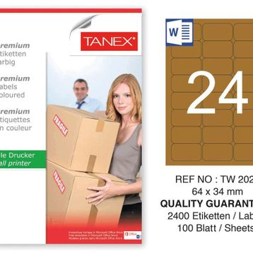 Tanex TW-2024 64x34 mm 100'lü Kraft Etiket