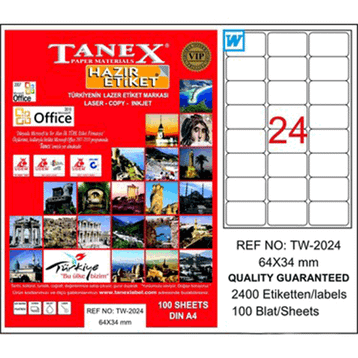 Tanex TW-2024 64x34 mm Laser Etiket