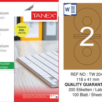 Tanex TW-2041 118x41 mm 100'lü Kraft Etiket