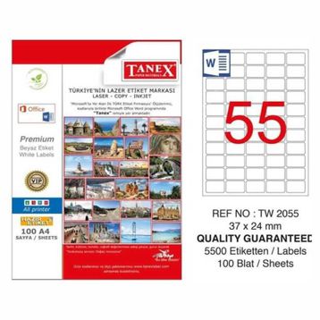 Tanex TW-2055 37 x 24 Lazer Etiket