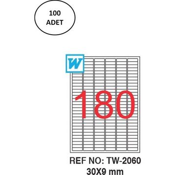 Tanex TW-2060 30x09 mm 100 Adet Lazer Etiket