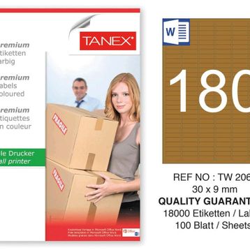 Tanex TW-2060 30x9 mm 100'lü Kraft Etiket
