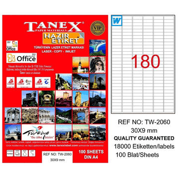 Tanex TW-2060 30x9 mm Laser Etiket