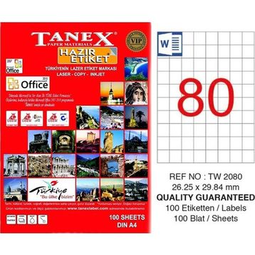 Tanex tw-2080 26.25x29.7 Laser Etiket