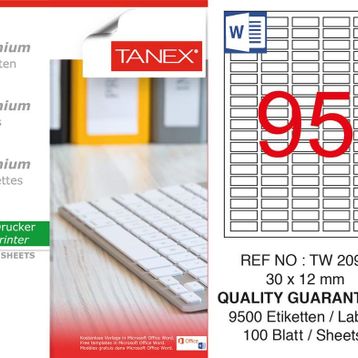 Tanex TW-2095 30x12 mm 100'lü Sökülebilir Etiket
