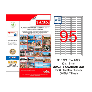 Tanex TW-2095 30x12 mm Laser Etiket