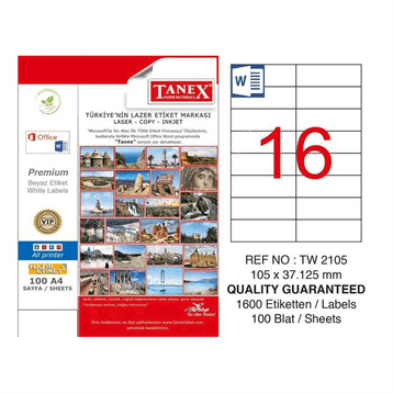 Tanex TW-2105 105x37,125 mm Laser Etiket