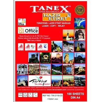 Tanex TW-2116 210x297 mm Lazer Etiket