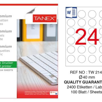 Tanex TW-2140 40 mm 100'lü Sökülebilir Etiket