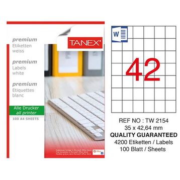 Tanex TW-2154 35x42mm Lazer Etiket