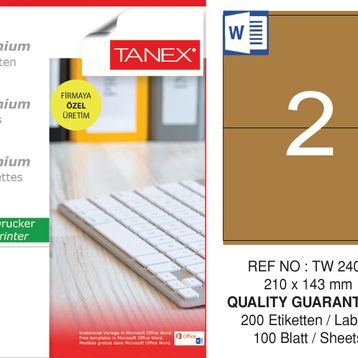 Tanex TW-2402 210x143 mm 100'lü Kraft Etiket