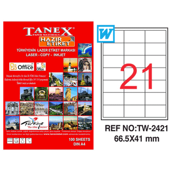 Tanex TW-2421 66.5x41 mm Lazer Etiket