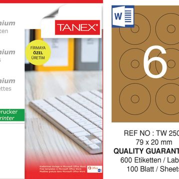Tanex TW-2506 79x20 mm 100'lü Kraft Etiket