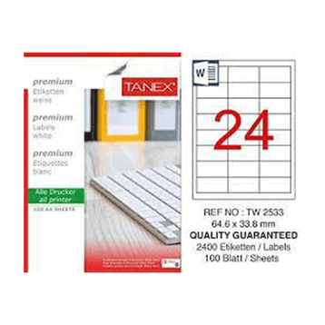 Tanex TW-2533 64,6x33,8 mm Laser Etiket