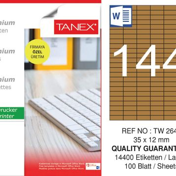 Tanex TW-2644 35x12 mm 100'lü Kraft Etiket