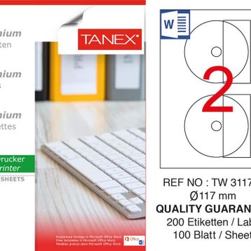 Tanex TW-3117 117 mm 100'lü Sökülebilir Etiket