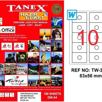 Tanex TW-3178 83-56 mm Lazer Etiket