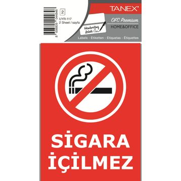 Tanex UYR-117 Sigara İçilmez 2'li Uyarı Etiketi