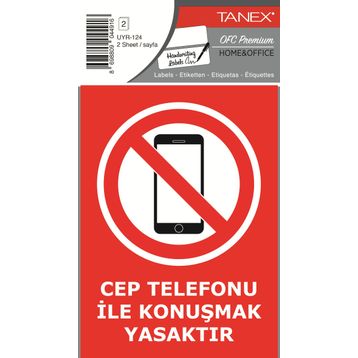 Tanex UYR-124 Cep Telefonu 2'li İkaz Uyarı Etiketi