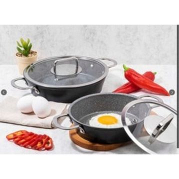 Tantitoni 4 Parça Siyah Italian Granit Kapaklı Sahan Set
