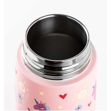 Tantitoni KD-1038P 400 ml Pembe Tavşan Desenli Pipetli Paslanmaz Çelik Çocuk Termosu