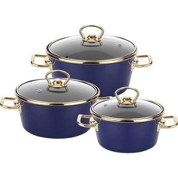 Tantitoni TONY E161820TSM Lacivert Gold Emaye 6 Parça Tencere Seti