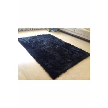 Tappeto Kuzu Kürkü Dekoratif Post 100x150 cm Siyah Salon Halı