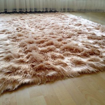 Tappeto Kuzu Kürkü Dekoratif Post 100x200 cm Camel Salon Halı