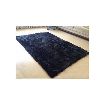 Tappeto Kuzu Kürkü Dekoratif Post 120x170 cm Siyah Salon Halı