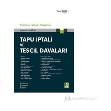 Tapu İptali ve Tescil Davaları - Turan Çinar