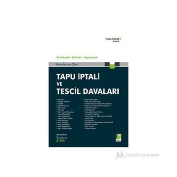Tapu İptali ve Tescil Davaları - Turan Çinar