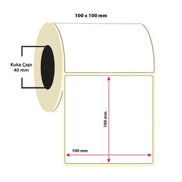 Taroks 100x100 mm 500 Adet Kuşe Rulo Etiket