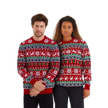 Tarz Cool NOELKZKR200S Kırmızı Yeşil Beyaz Christmas Yılbaşı Kazağı