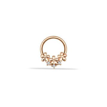 Taşlı Üç Çiçek Motifli Helix Piercing