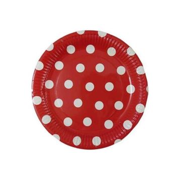 Tatlı Günler Karton 23 cm Kırmızı Puantiyeli Tabak