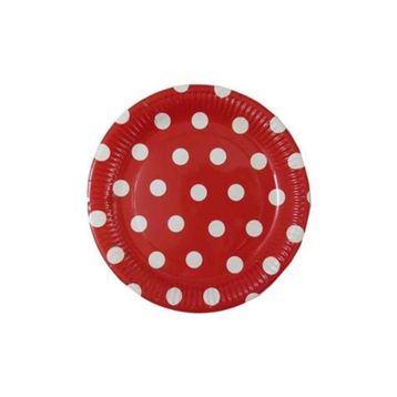 Tatlı Günler Karton 23 cm Kırmızı Puantiyeli Tabak