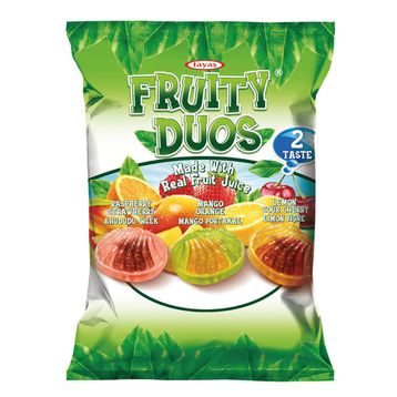 Tayaş Fruity Duos 500 gr Poşet Karışık Meyveli Sert Şeker (2 adet)