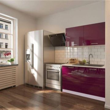 Tdesigno Bade 120 CM Parlak Mürdüm Mutfak Dolabı