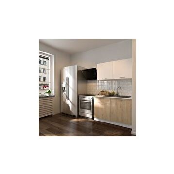Tdesigno Elmas 120 cm Safir Meşe Beyaz Mutfak Dolabı