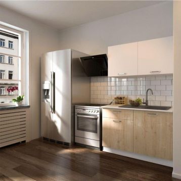 Tdesigno Elmas 120 cm Safir Meşe Beyaz Mutfak Dolabı