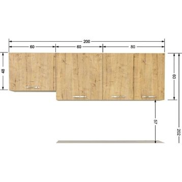 Tdesigno İpek 200 cm Safir Meşe Alt Mutfak Dolabı