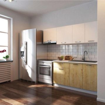 Tdesigno Melodi 200 CM Safir Meşe Beyaz Mutfak Dolabı