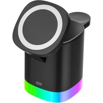 Techmaster 3 in 1 15 W iPhone Airpods Watch RGB Işıklı T15 Kablosuz Şarj Cihazı