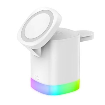 Techmaster 3 in 1 15 W iPhone Airpods Watch RGB Işıklı T15 Kablosuz Şarj Cihazı