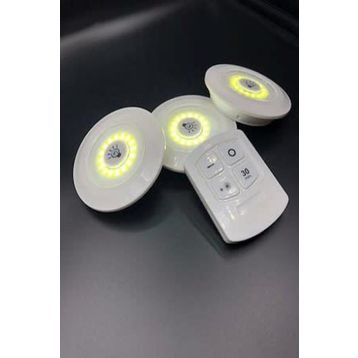Technomax Uzaktan Kumandalı Kablosuz 3'lü LED Spot Lambalar + 1 Kumanda