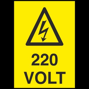 Technopa 220 Volt Uyarı Levhası
