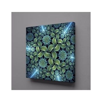 Technopa 3 Boyutlu Yeşil Çiçek 90x90 cm Kanvas Tablo